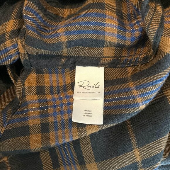 NWT Rails Hunter Shirt Camel Black Lurex Plaid Button Down Size Medium M - Picture 11 of 13